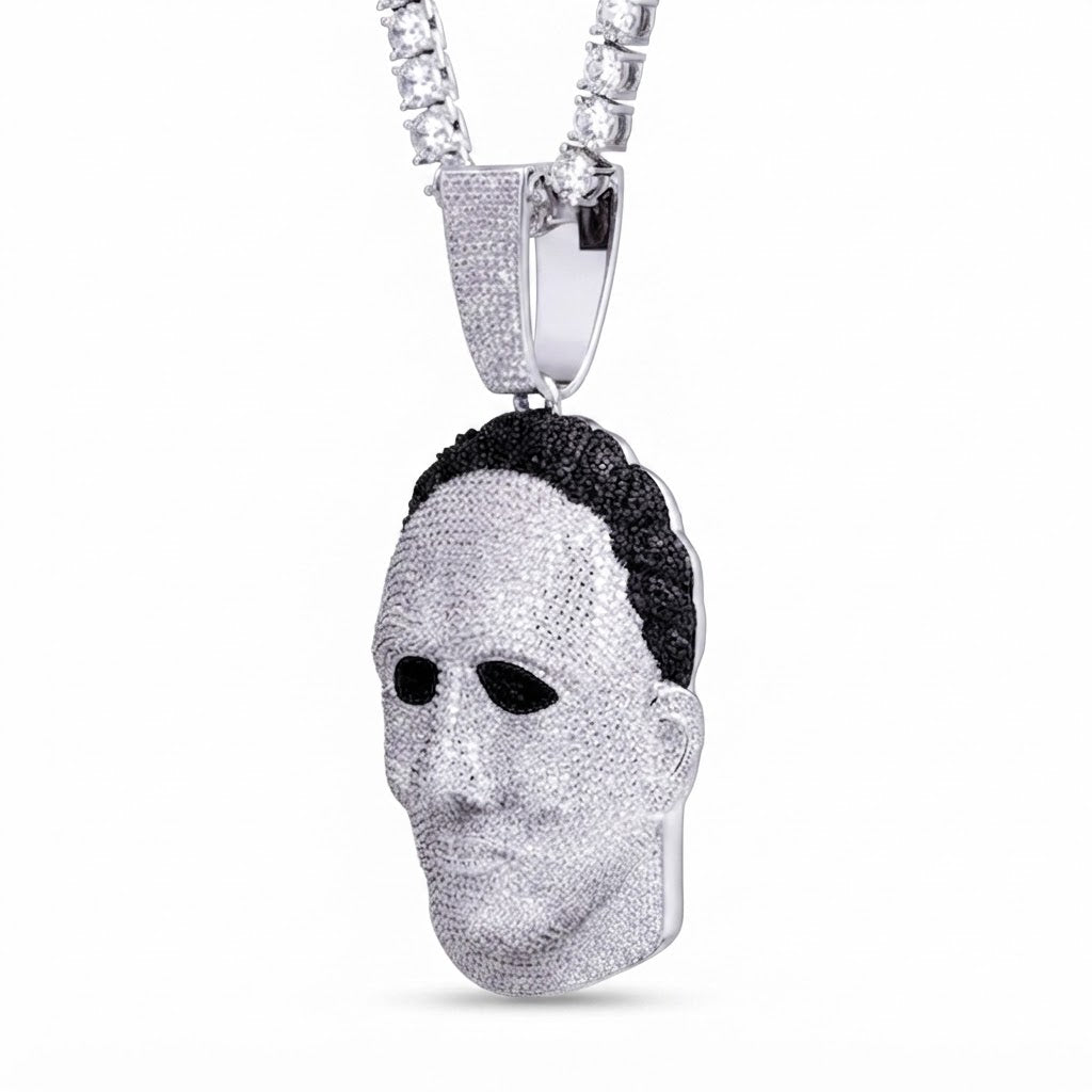 Male Face Portrait Diamond Pendant