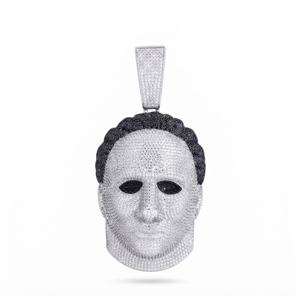 Male Face Portrait Diamond Pendant