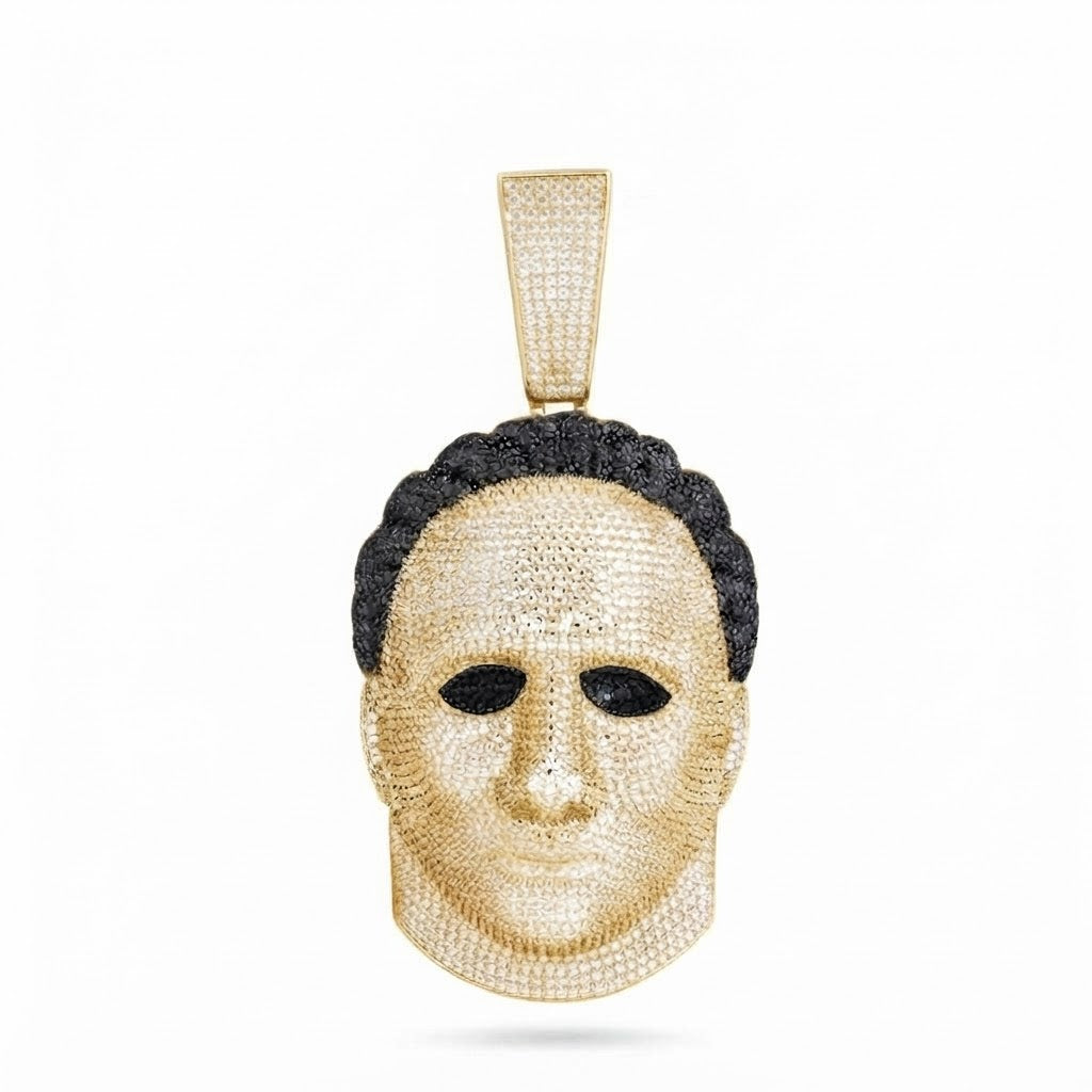 Male Face Portrait Diamond Pendant