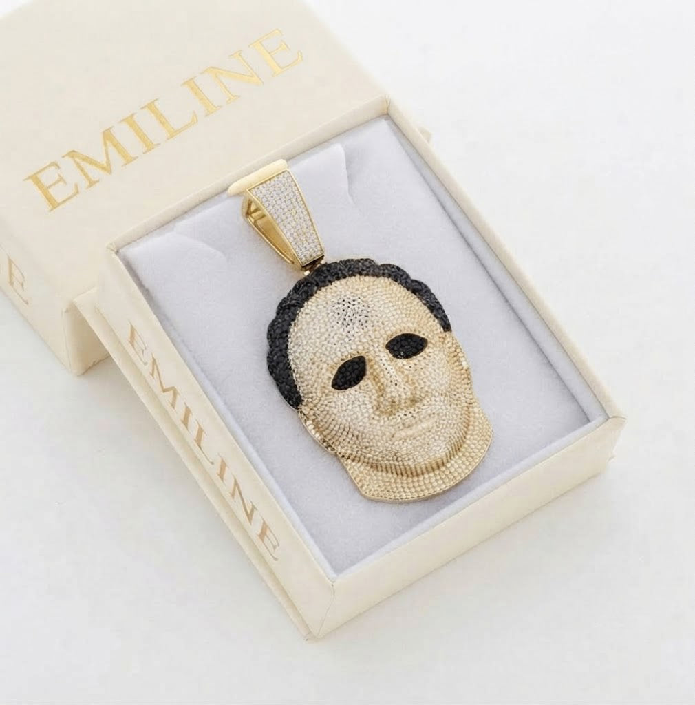 Male Face Portrait Diamond Pendant