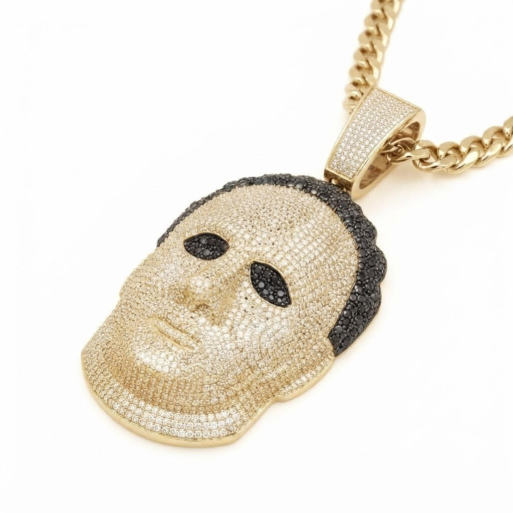 Male Face Portrait Diamond Pendant