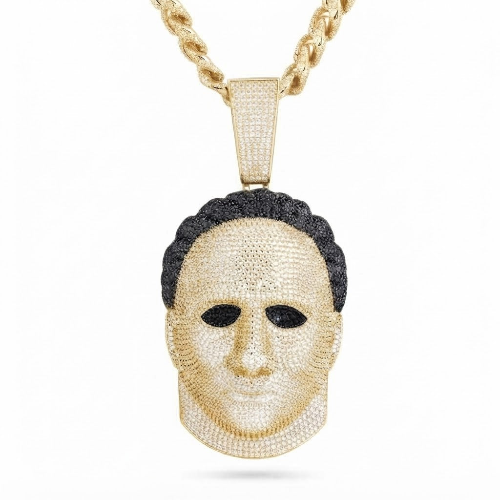 Male Face Portrait Diamond Pendant