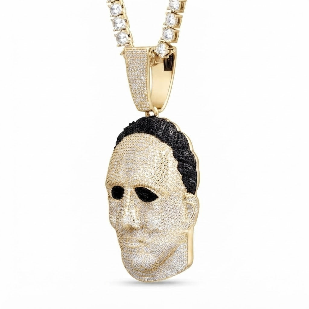 Male Face Portrait Diamond Pendant
