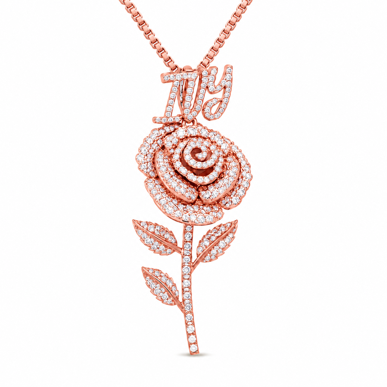 Rose Flower Pendant With Script Letter