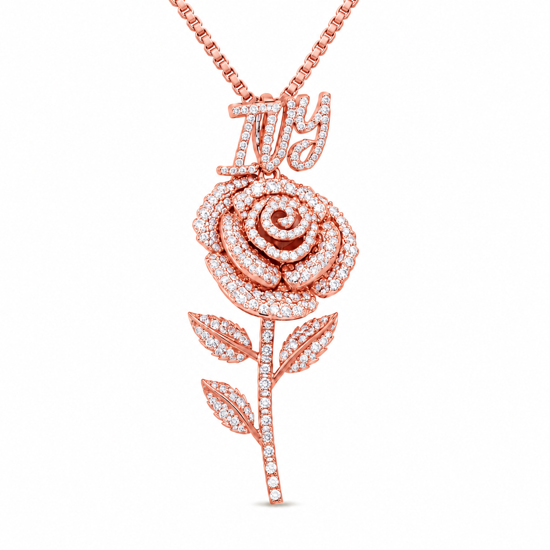 Rose Flower Pendant With Script Letter