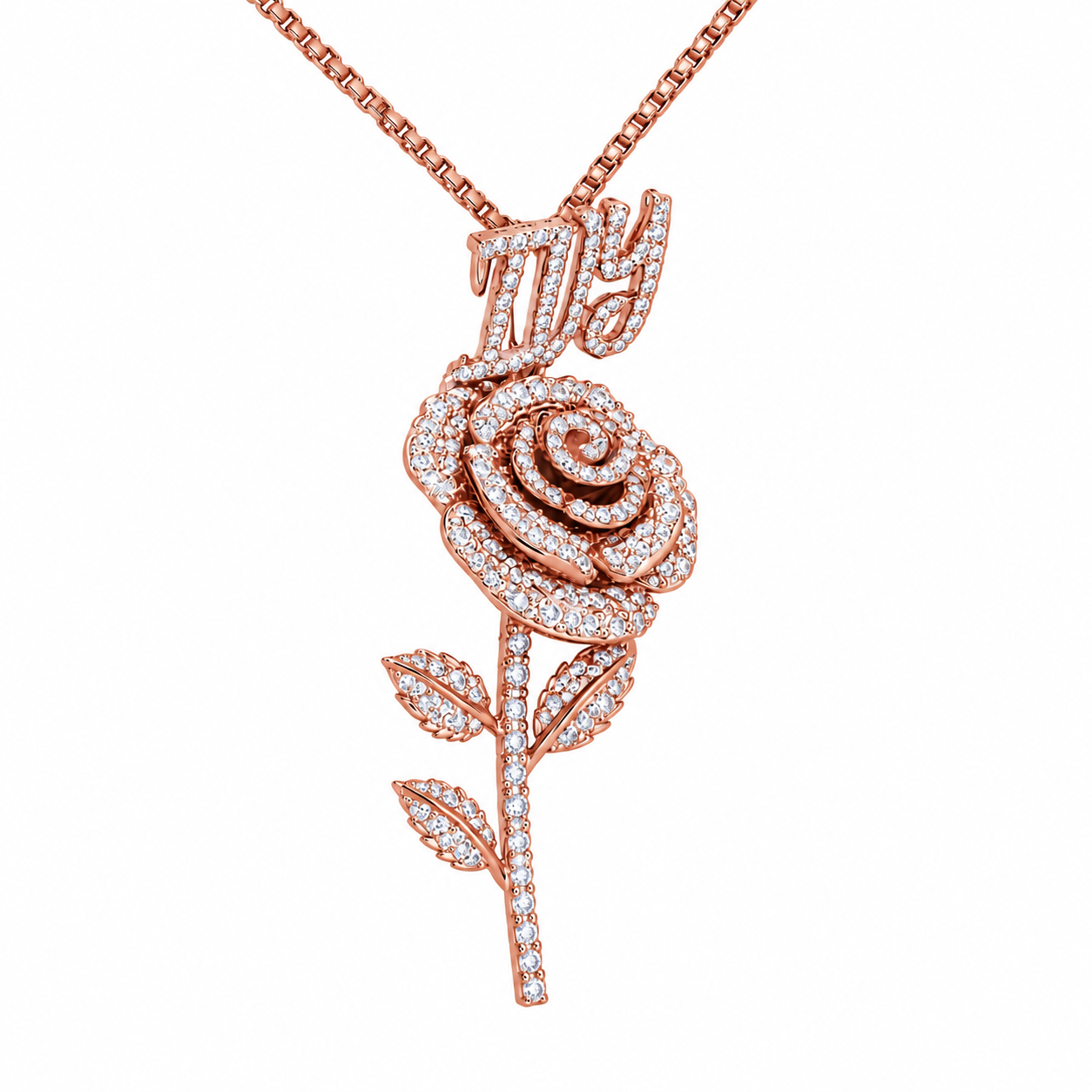 Rose Flower Pendant With Script Letter