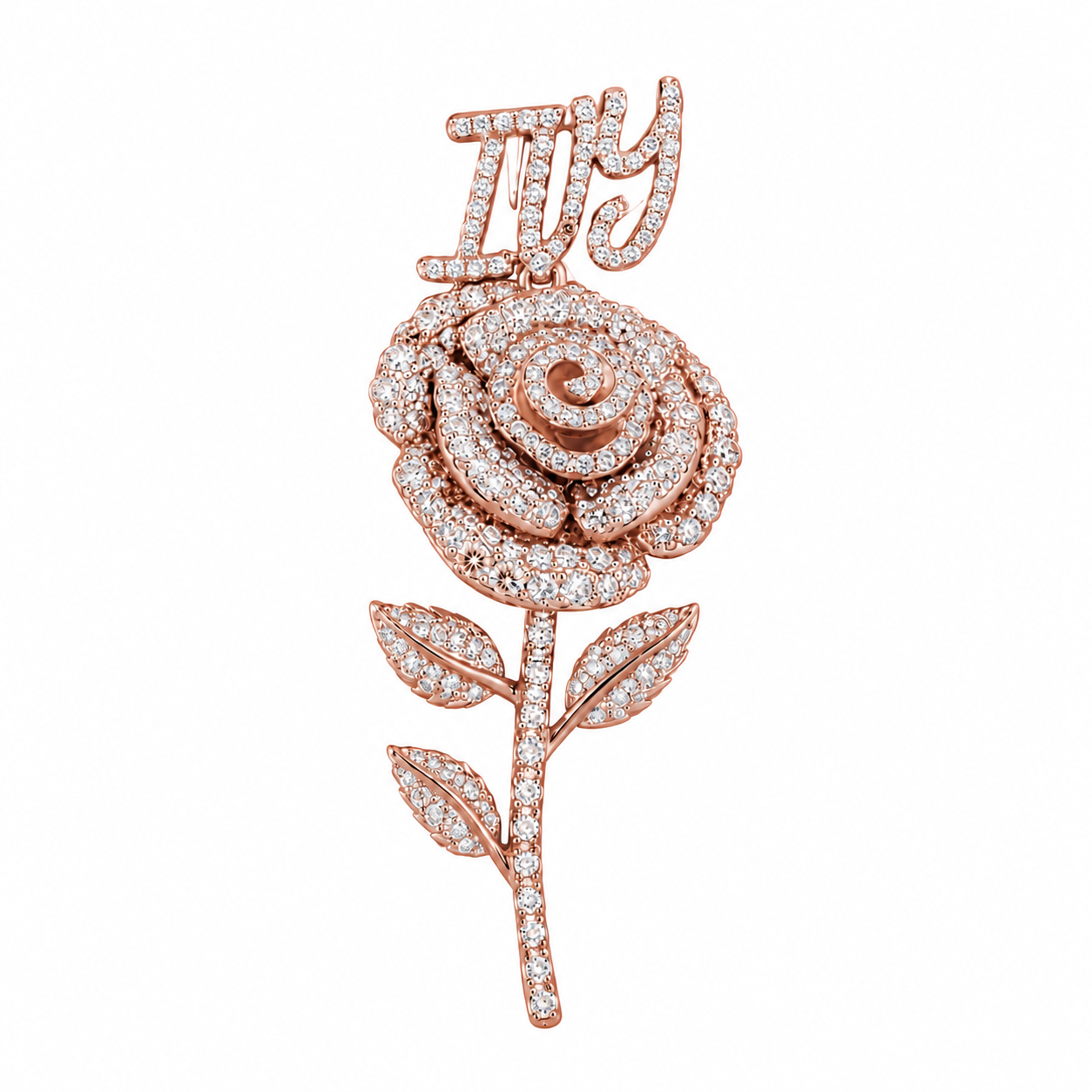 Rose Flower Pendant With Script Letter