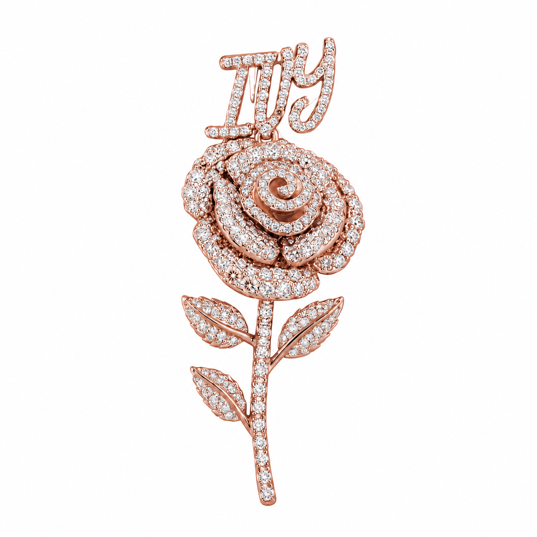 Rose Flower Pendant With Script Letter