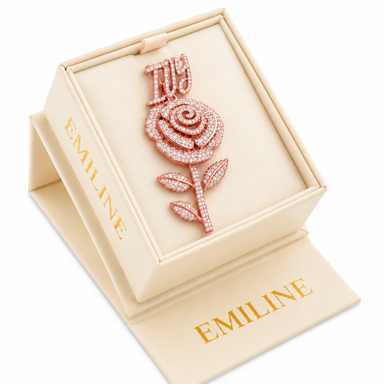 Rose Flower Pendant With Script Letter