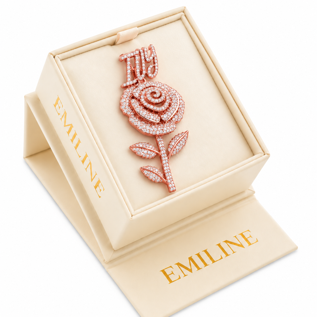 Rose Flower Pendant With Script Letter