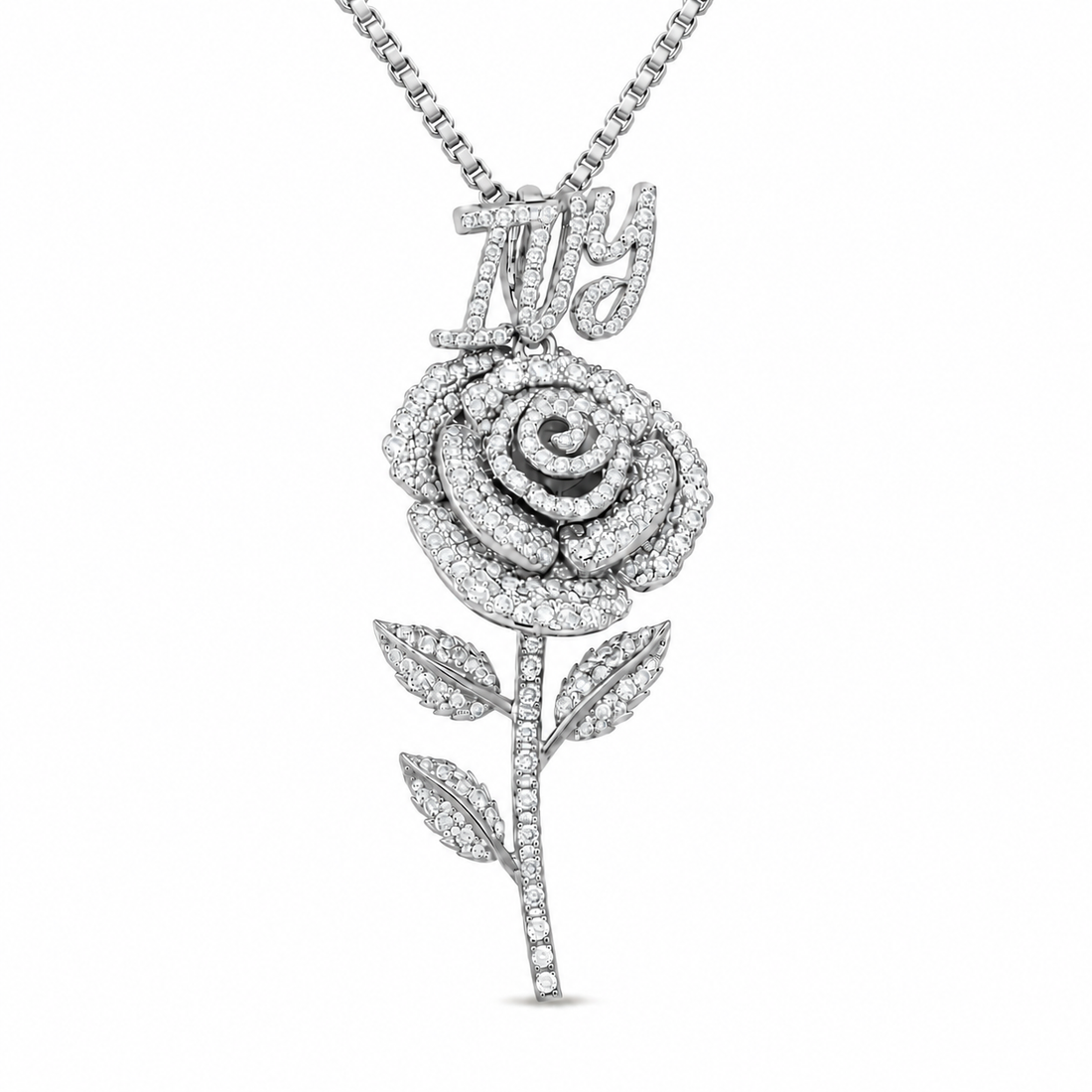 Rose Flower Pendant With Script Letter