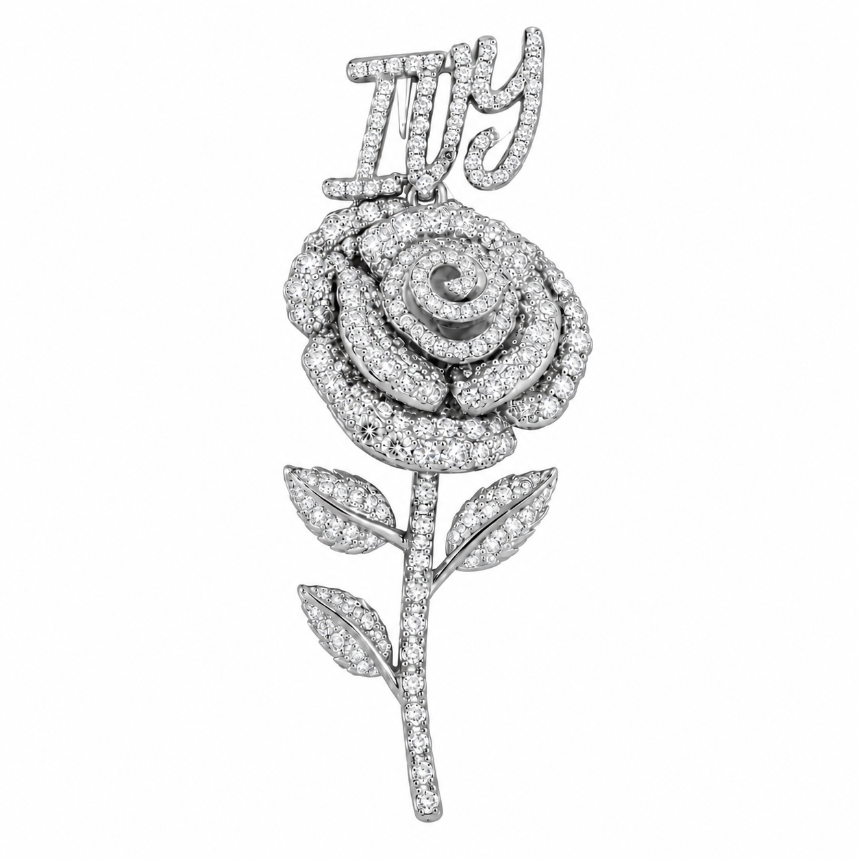 Rose Flower Pendant With Script Letter