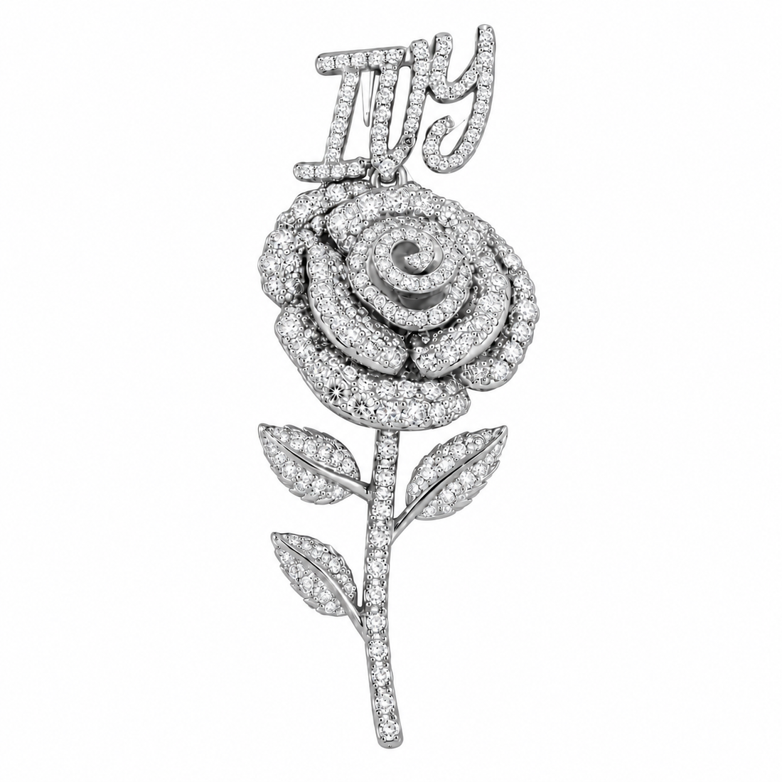 Rose Flower Pendant With Script Letter