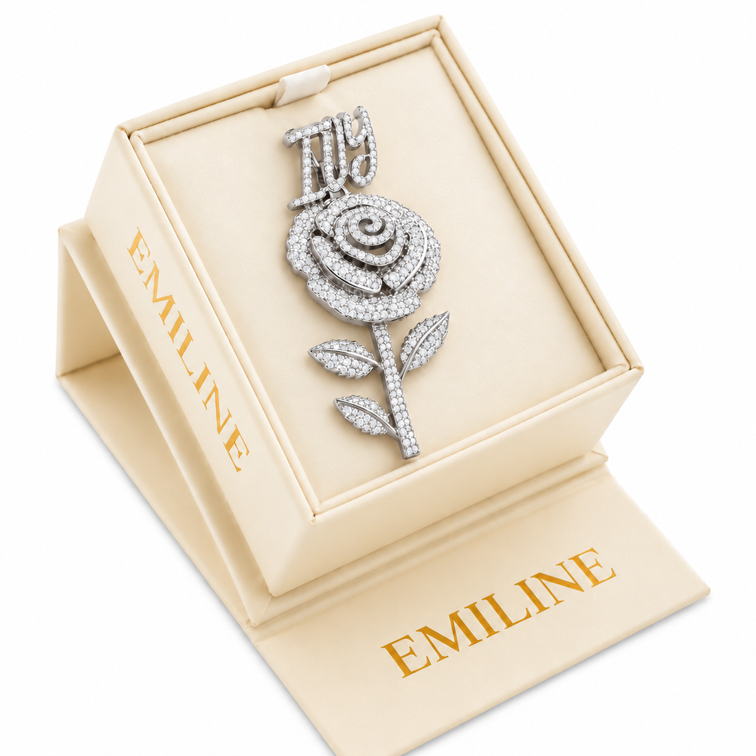Rose Flower Pendant With Script Letter