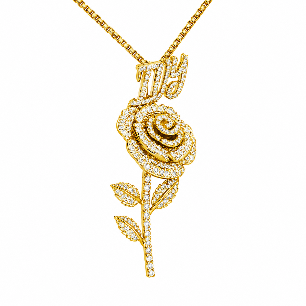 Rose Flower Pendant With Script Letter