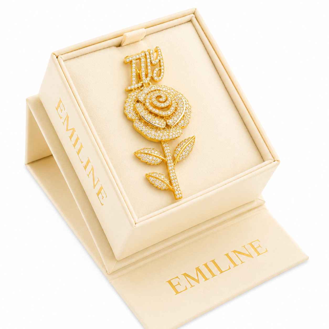 Rose Flower Pendant With Script Letter