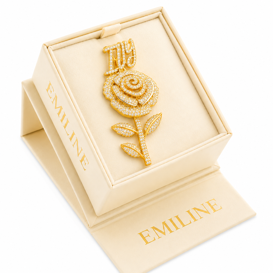 Rose Flower Pendant With Script Letter