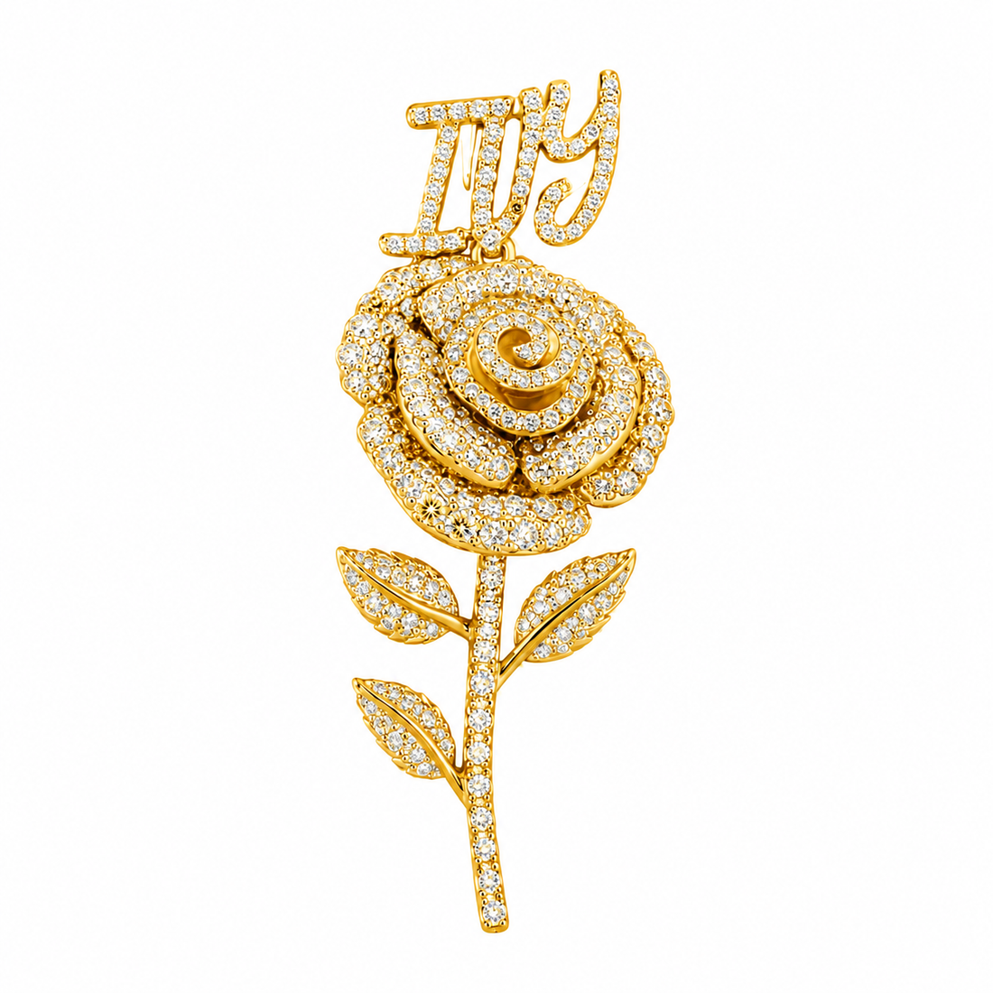 Rose Flower Pendant With Script Letter