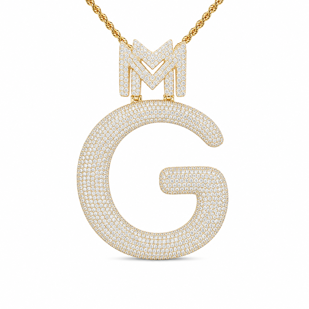 Custom G Letter Diamond Pendant