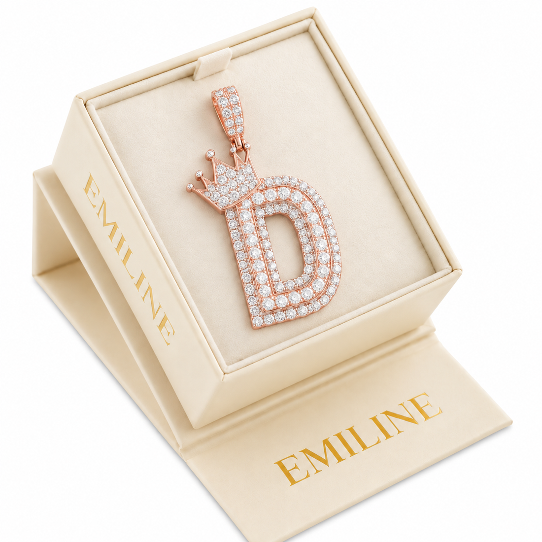 Crowned Letter D Iced Out Pendant