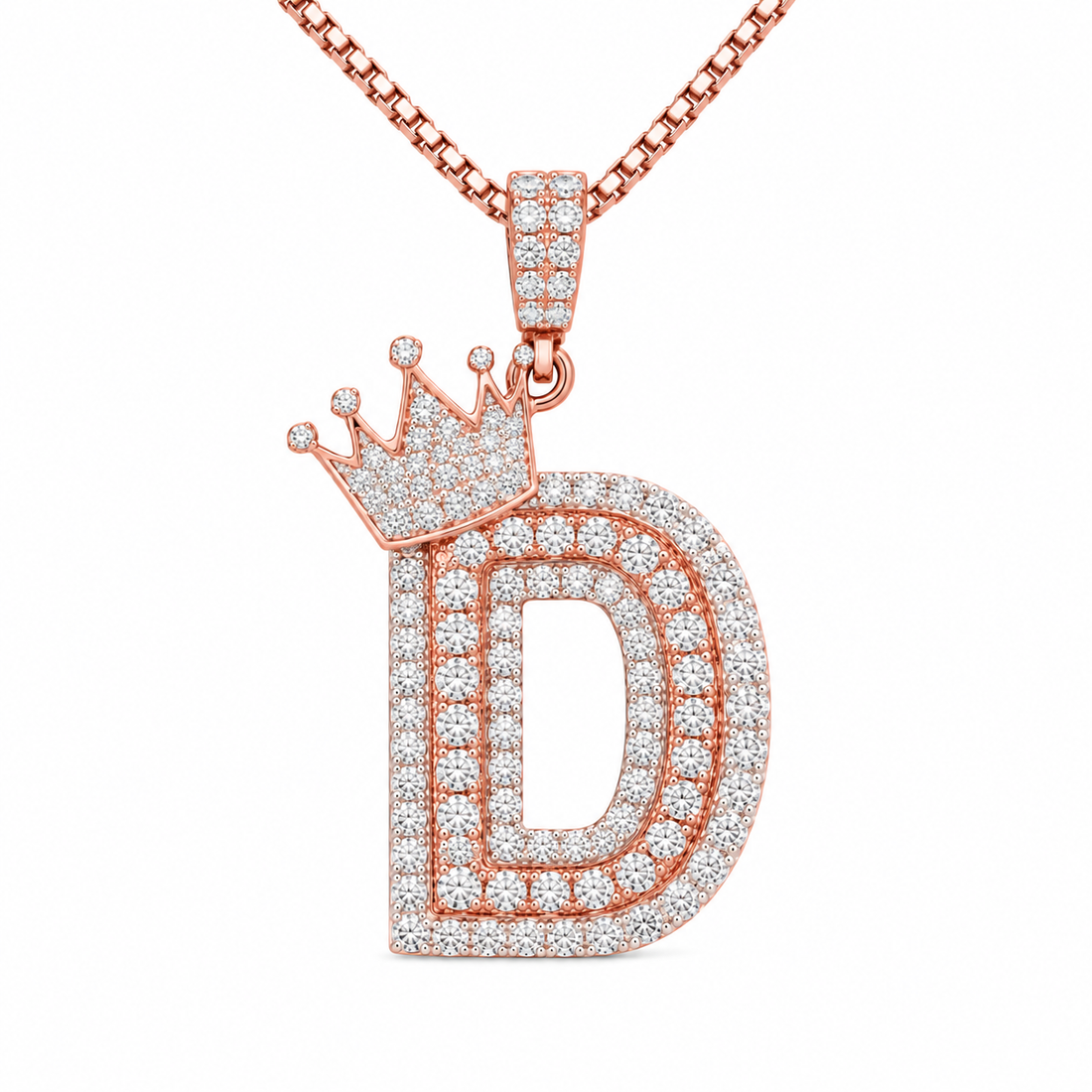 Crowned Letter D Iced Out Pendant