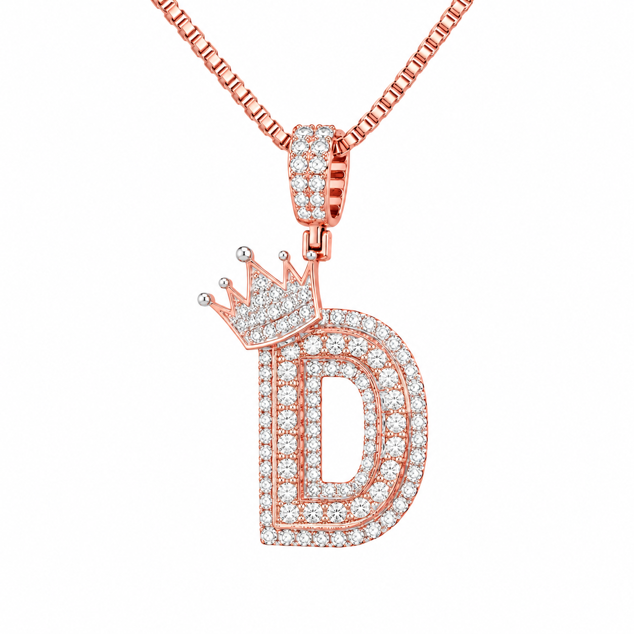 Crowned Letter D Iced Out Pendant