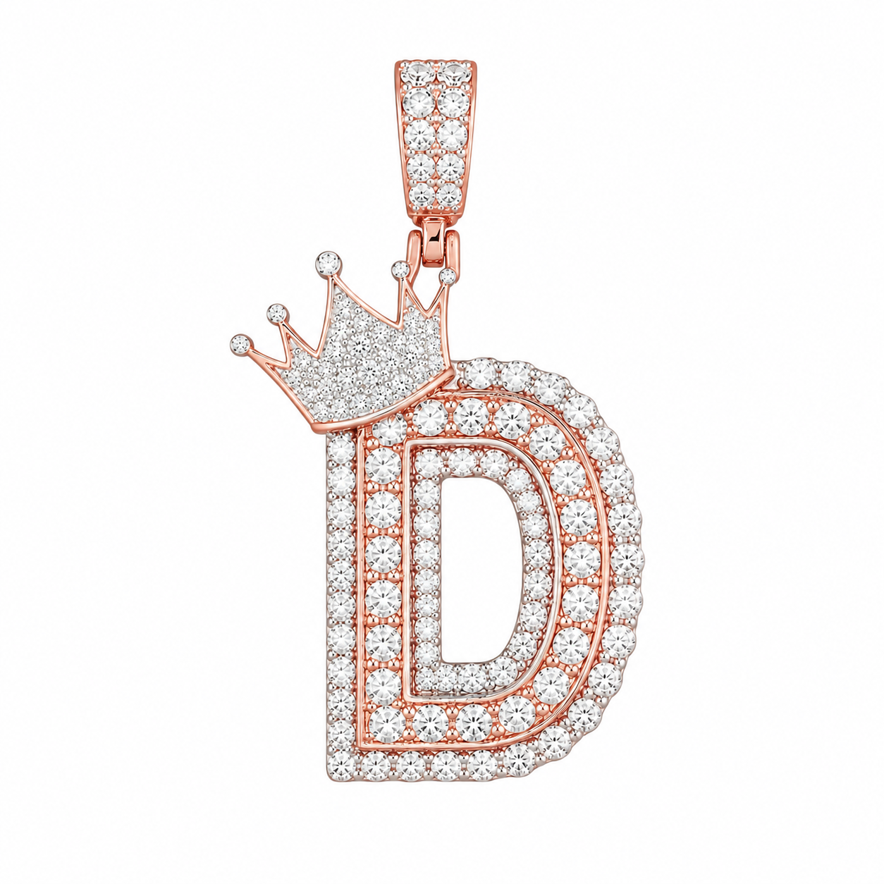 Crowned Letter D Iced Out Pendant