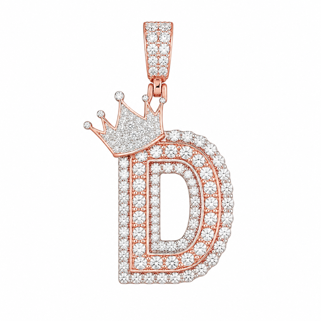 Crowned Letter D Iced Out Pendant