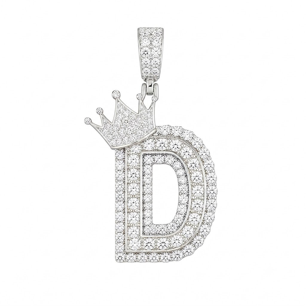 Crowned Letter D Iced Out Pendant