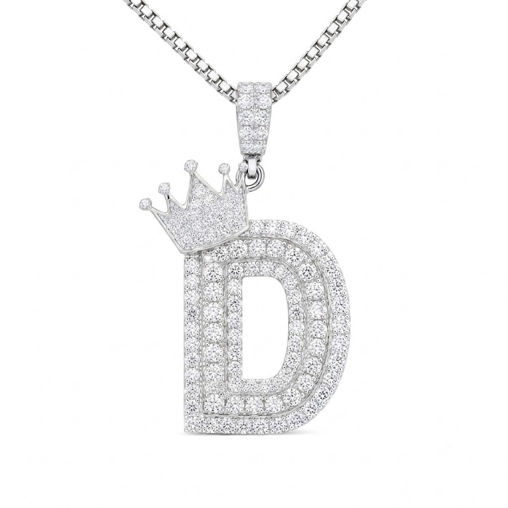 Crowned Letter D Iced Out Pendant