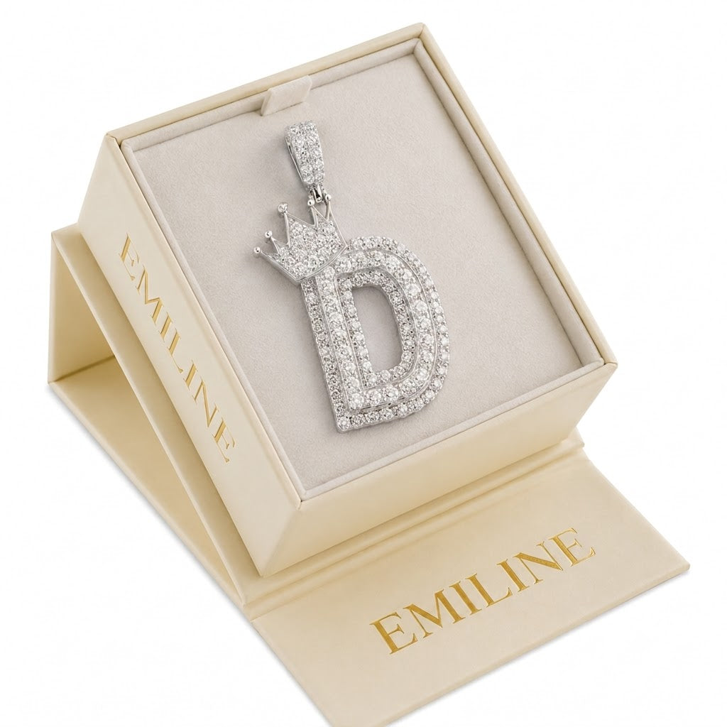 Crowned Letter D Iced Out Pendant