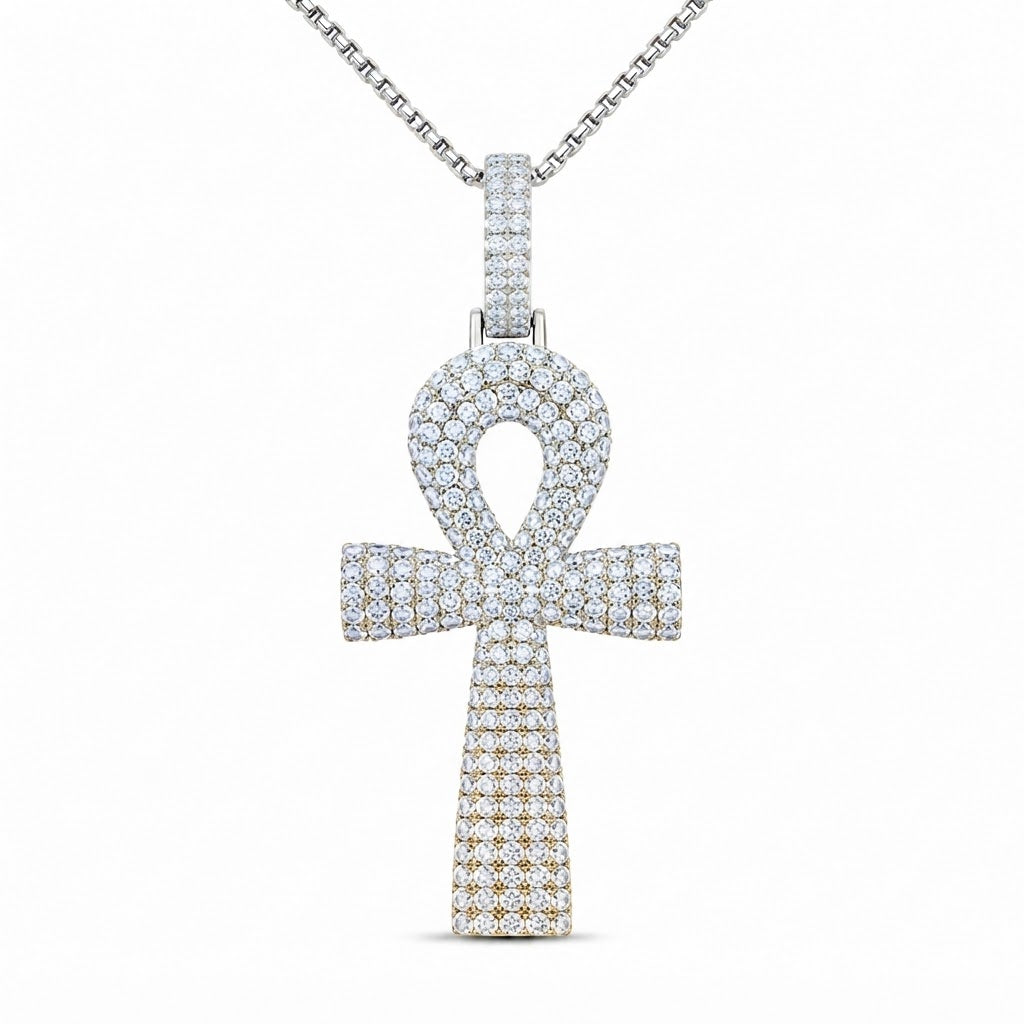 Ankh Cross Moissanite Diamond Pendant