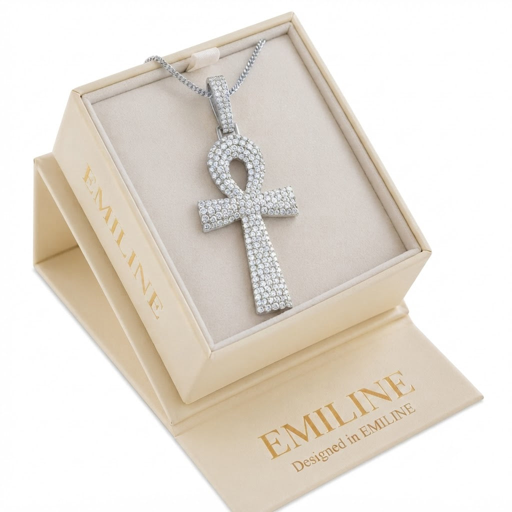 Ankh Cross Moissanite Diamond Pendant