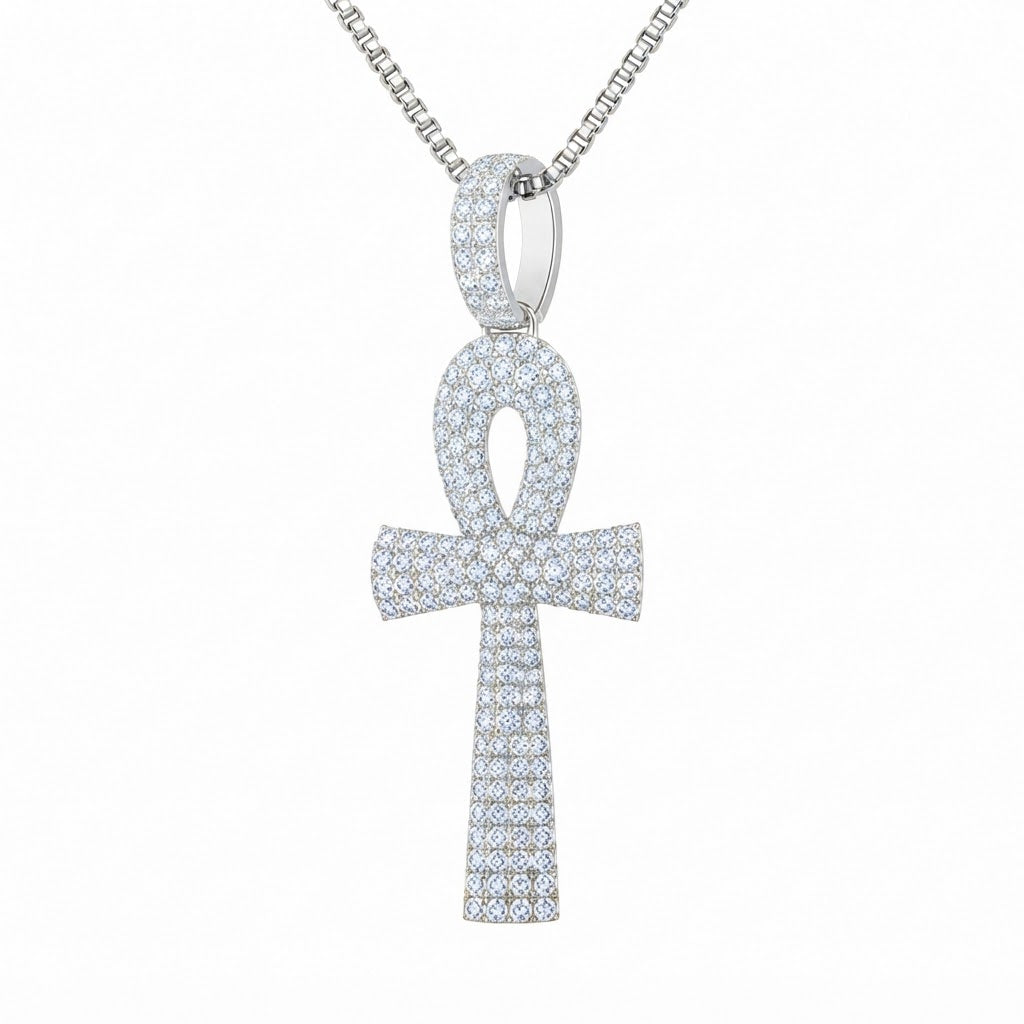 Ankh Cross Moissanite Diamond Pendant