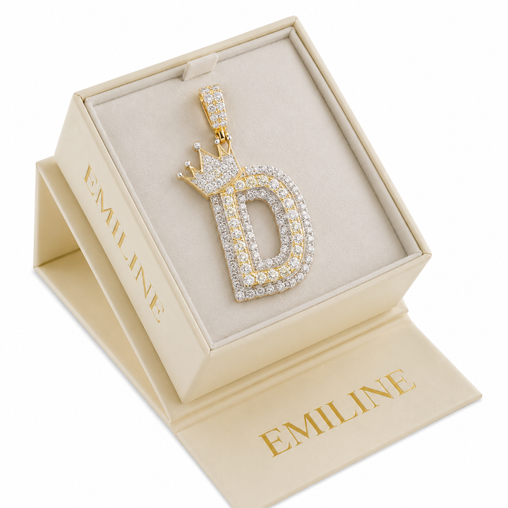 Crowned Letter D Iced Out Pendant