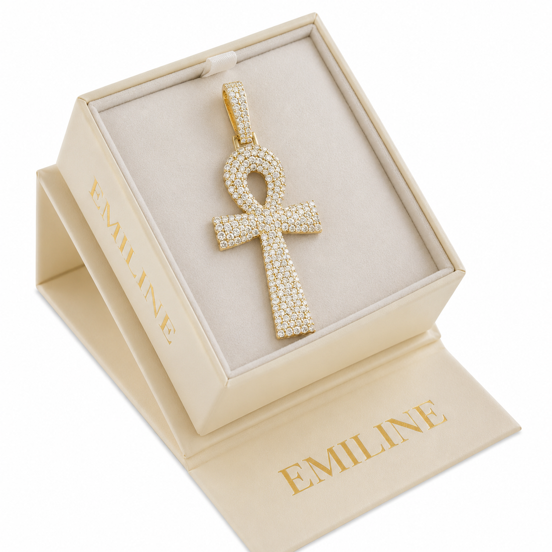 Ankh Cross Moissanite Diamond Pendant