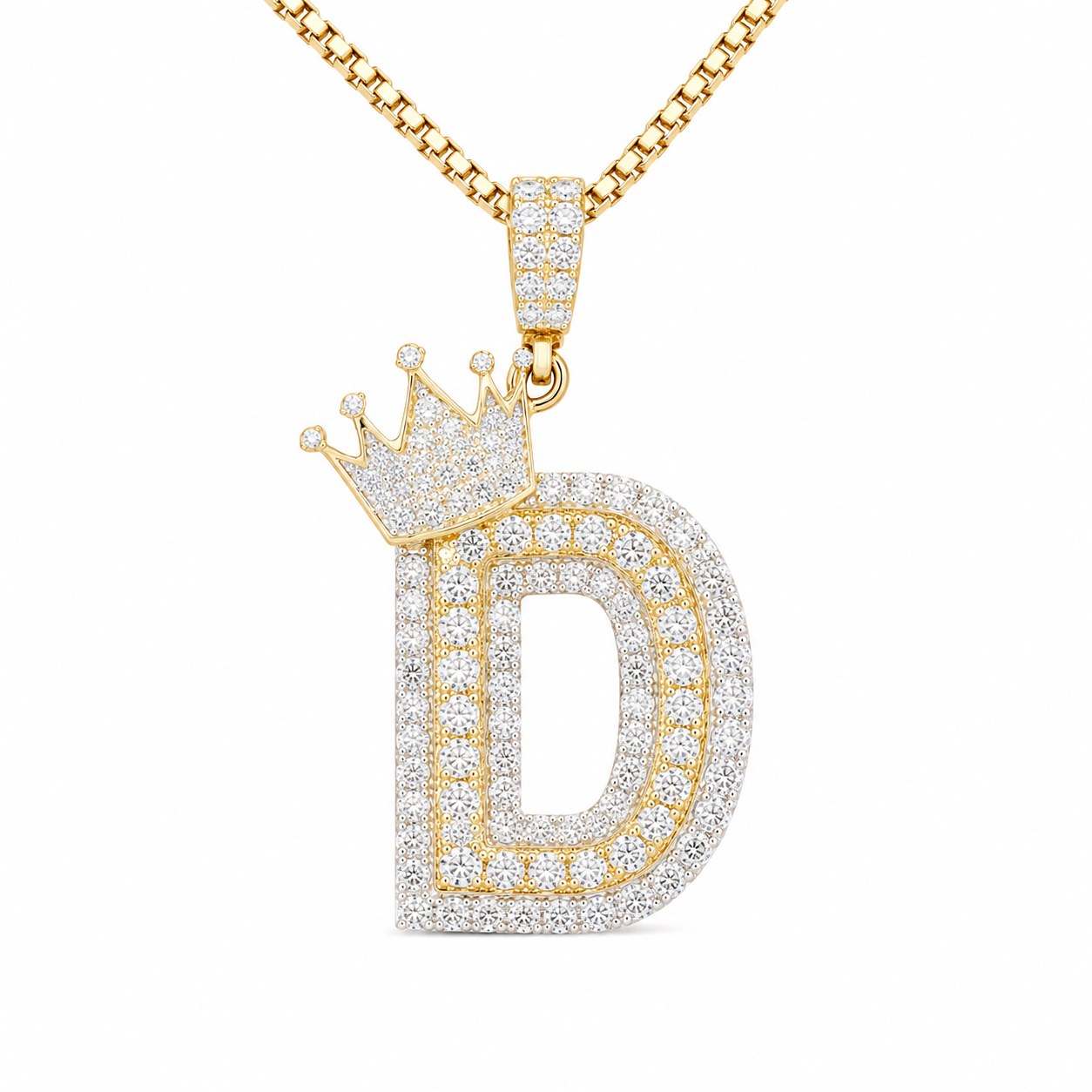Crowned Letter D Iced Out Pendant