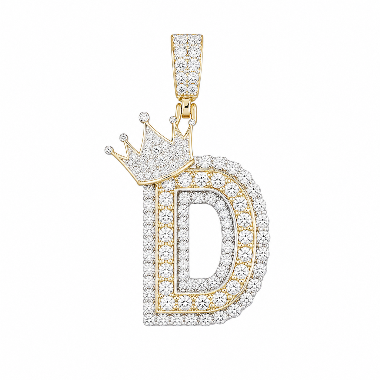 Crowned Letter D Iced Out Pendant