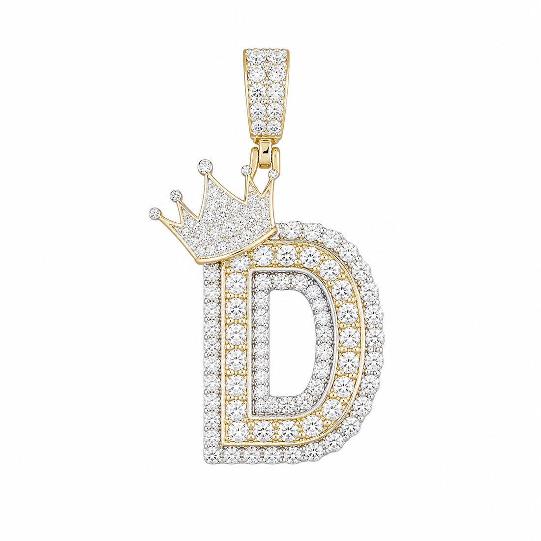 Crowned Letter D Iced Out Pendant