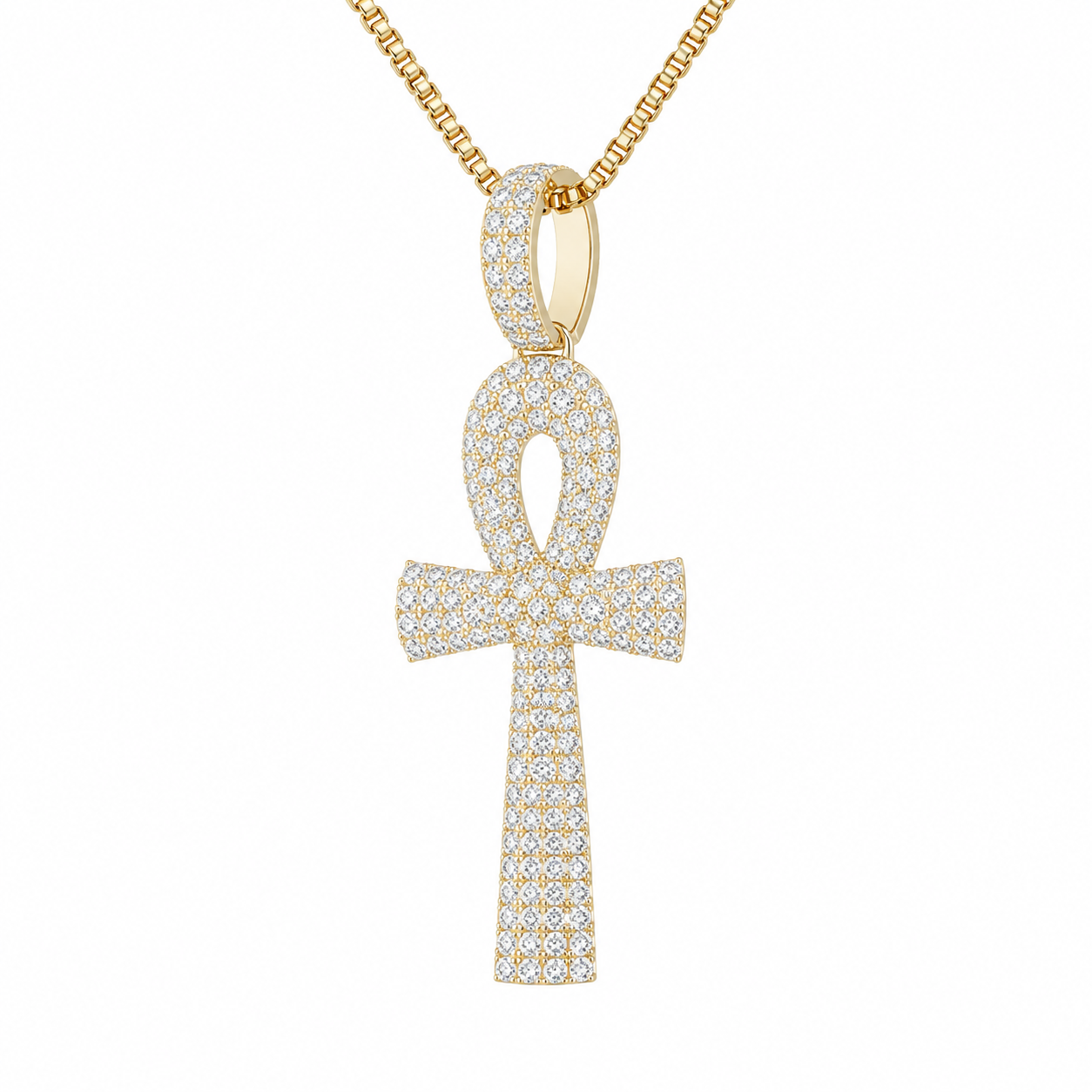 Ankh Cross Moissanite Diamond Pendant