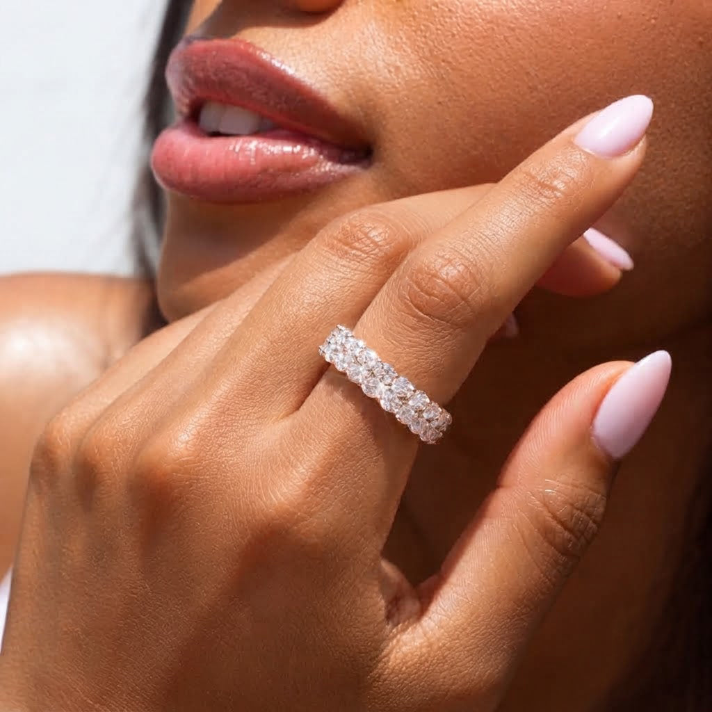 2-Row Moissanite Band Ring