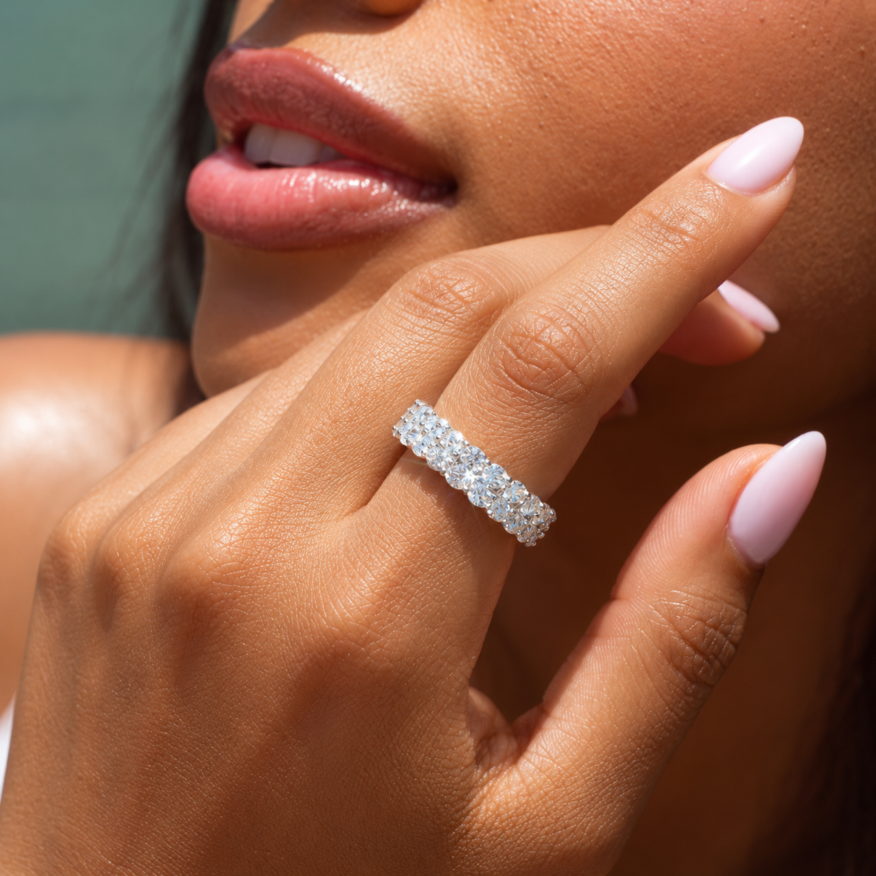 2-Row Moissanite Band Ring