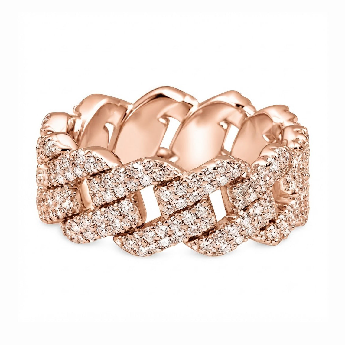 Moissanite 2-Row Miami Cuban Link Ring