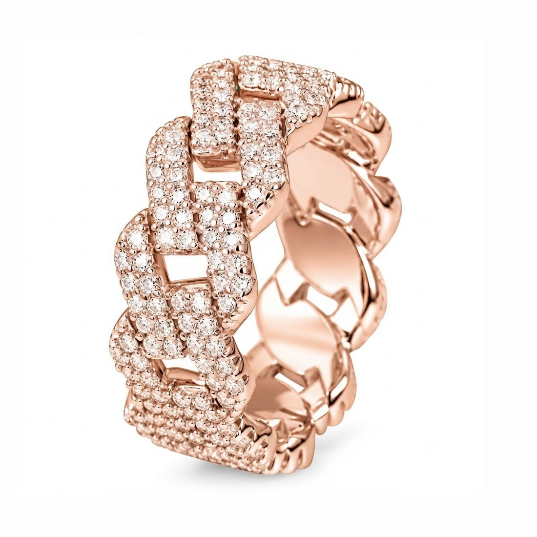 Moissanite 2-Row Miami Cuban Link Ring