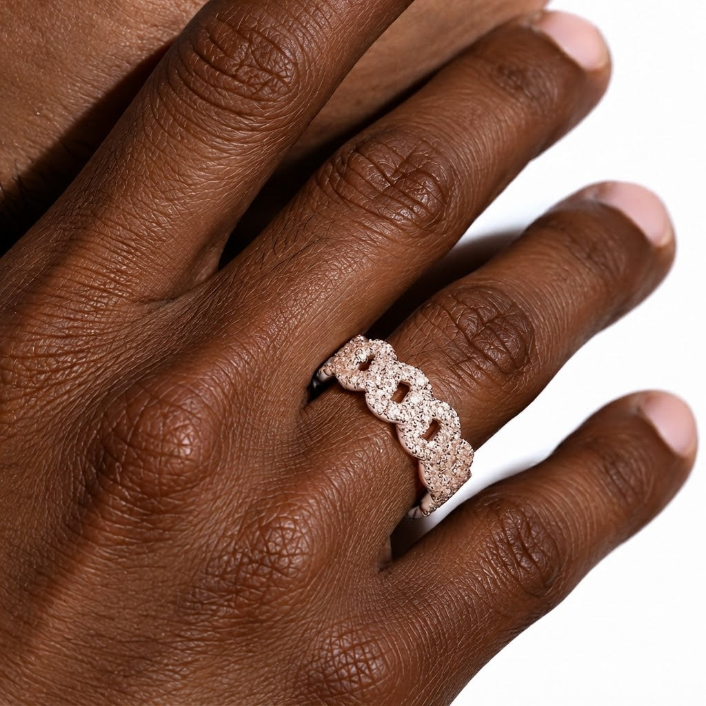 Moissanite 2-Row Miami Cuban Link Ring