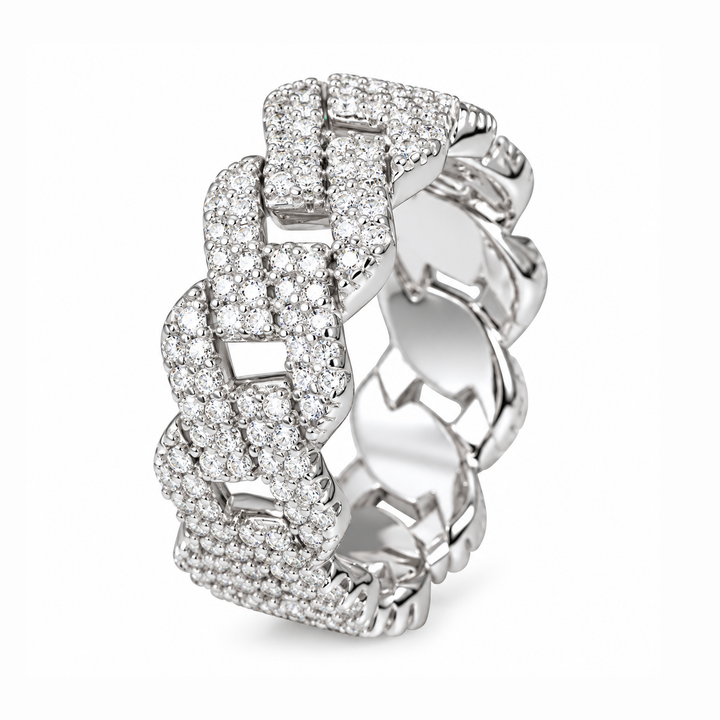 Moissanite 2-Row Miami Cuban Link Ring