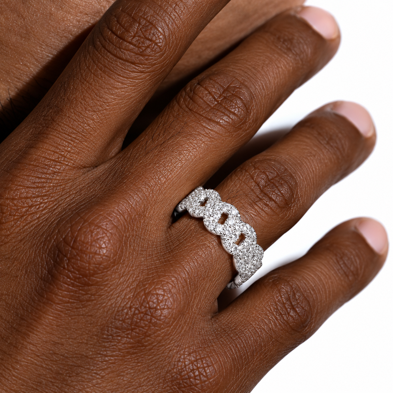 Moissanite 2-Row Miami Cuban Link Ring