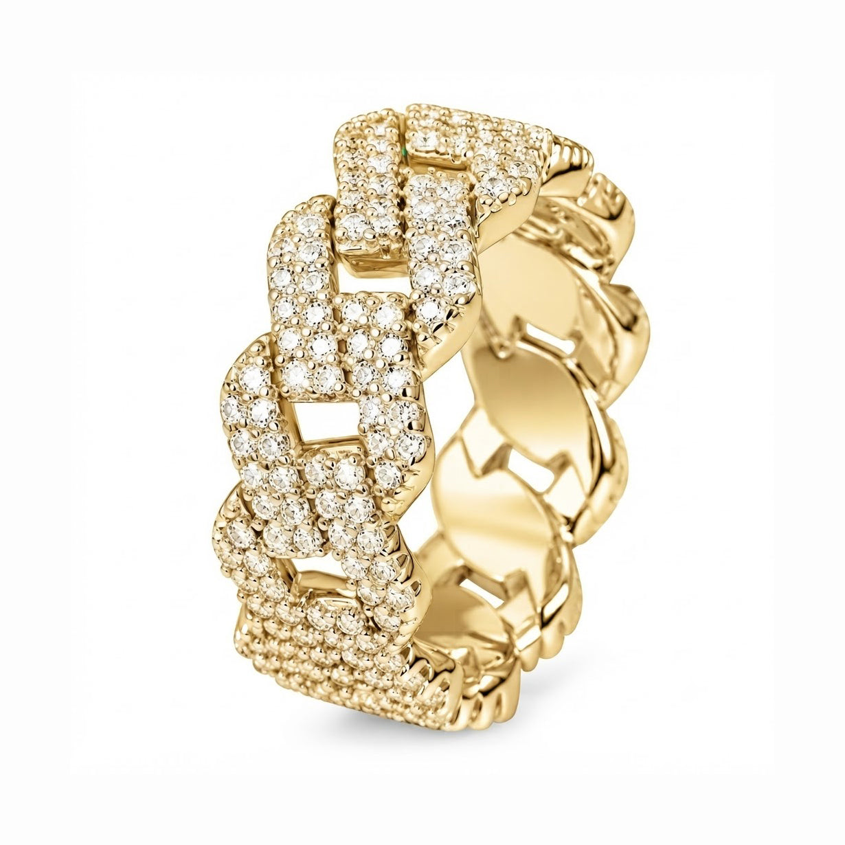 Moissanite 2-Row Miami Cuban Link Ring
