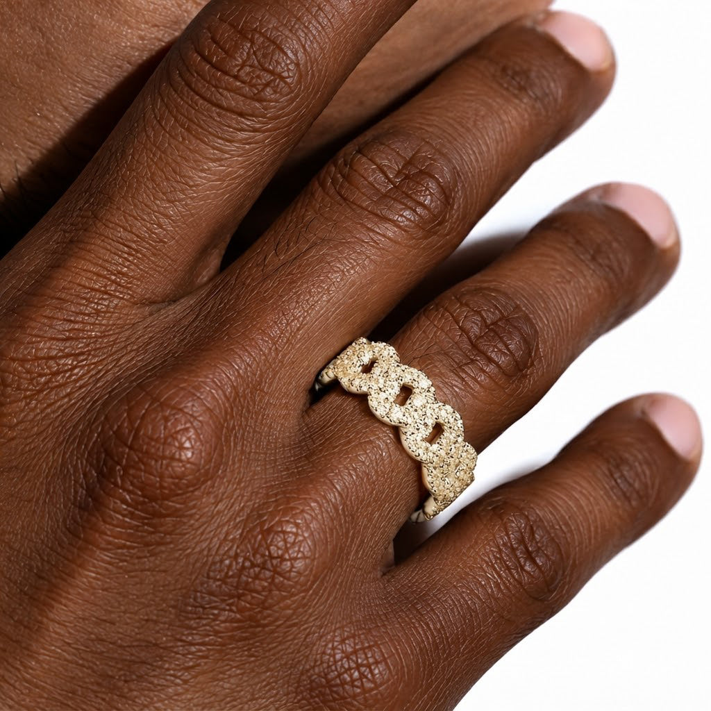 Moissanite 2-Row Miami Cuban Link Ring