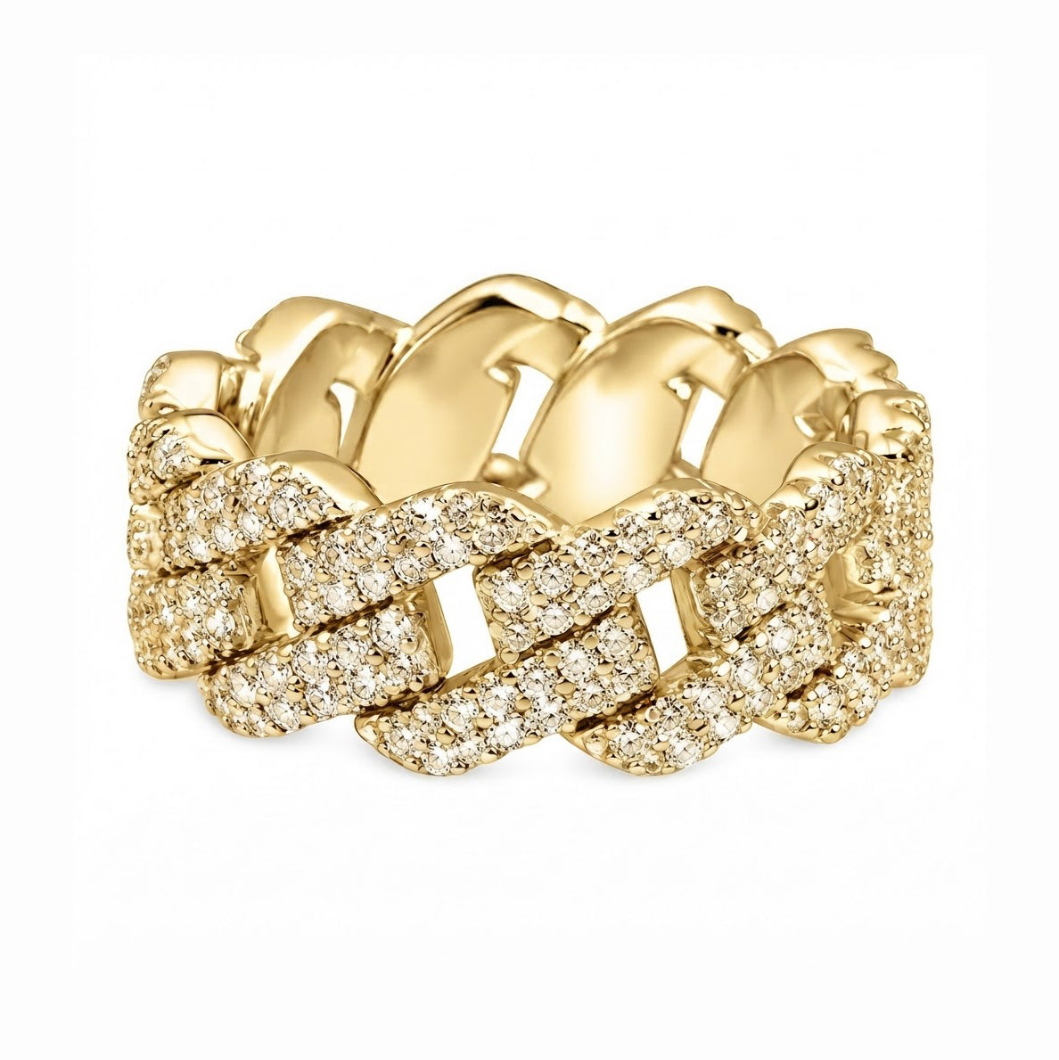 Moissanite 2-Row Miami Cuban Link Ring